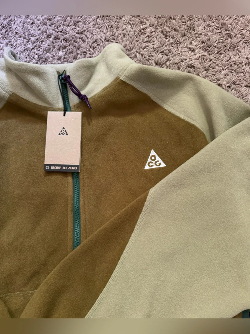 Nike ACG Wolf Tree Polartec Full Zip Fleece Jacket Olive Flak IF0964-368X- Large